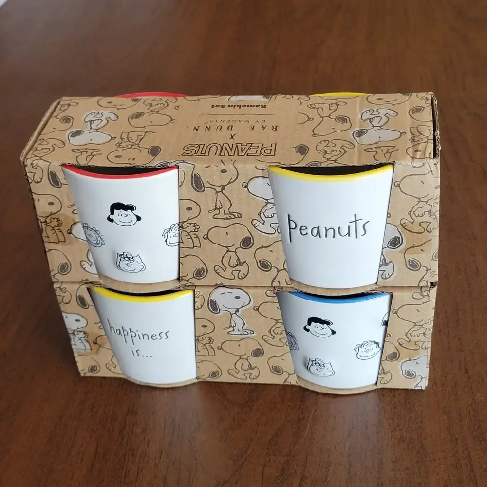 Peanuts Rae Dunn Snoopy Fall 8oz Ramekins Set Of 4 Serving Bowls NEW